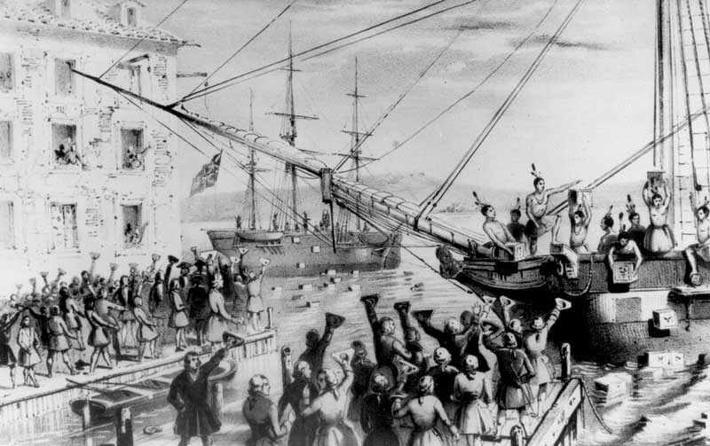 Drawing of the Boston Tea Party